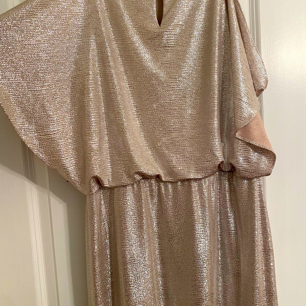 Ralph Lauren Foil-Print Flutter-Sleeve Gown